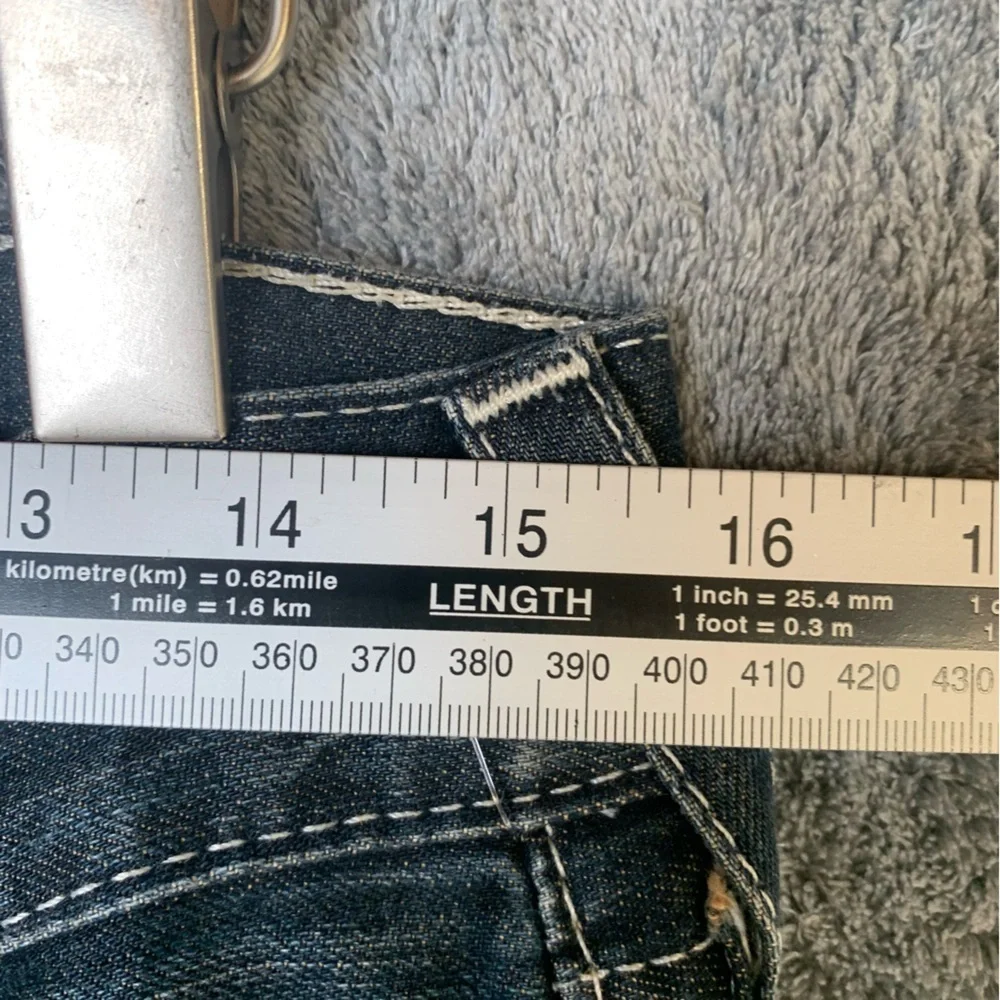 Vintage True Religion Straight Leg Dark Wash Low Rise Jeans Contrast Stitch 31 - Picture 4 of 11